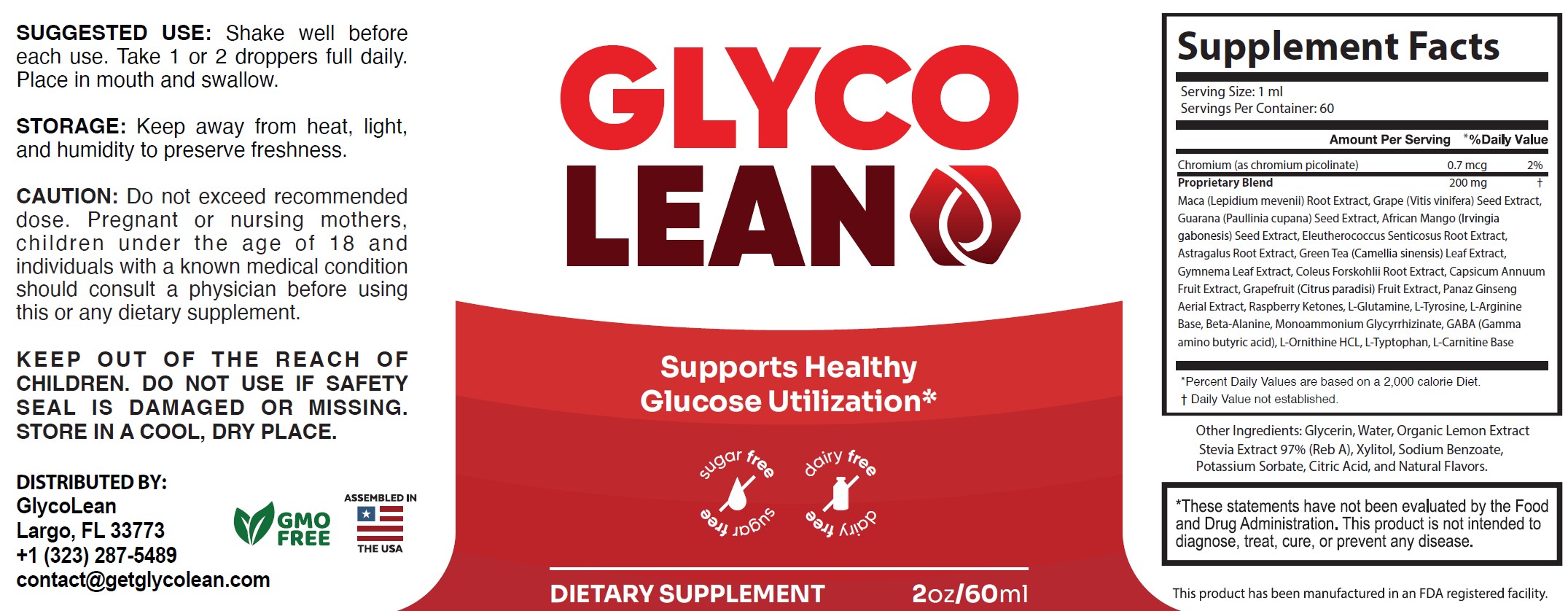 Glyco Lean Complete Supplement Facts Label